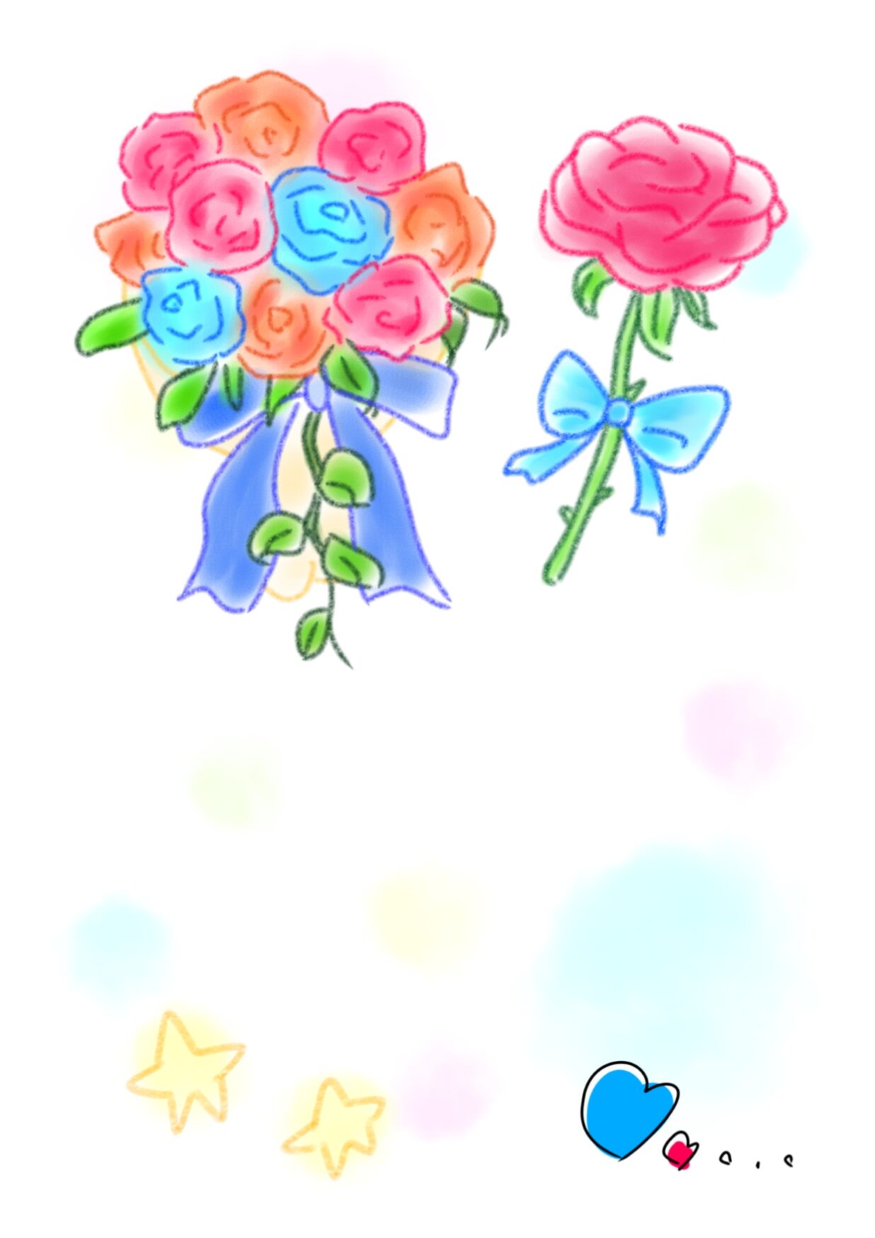バラとメルヘンな花束