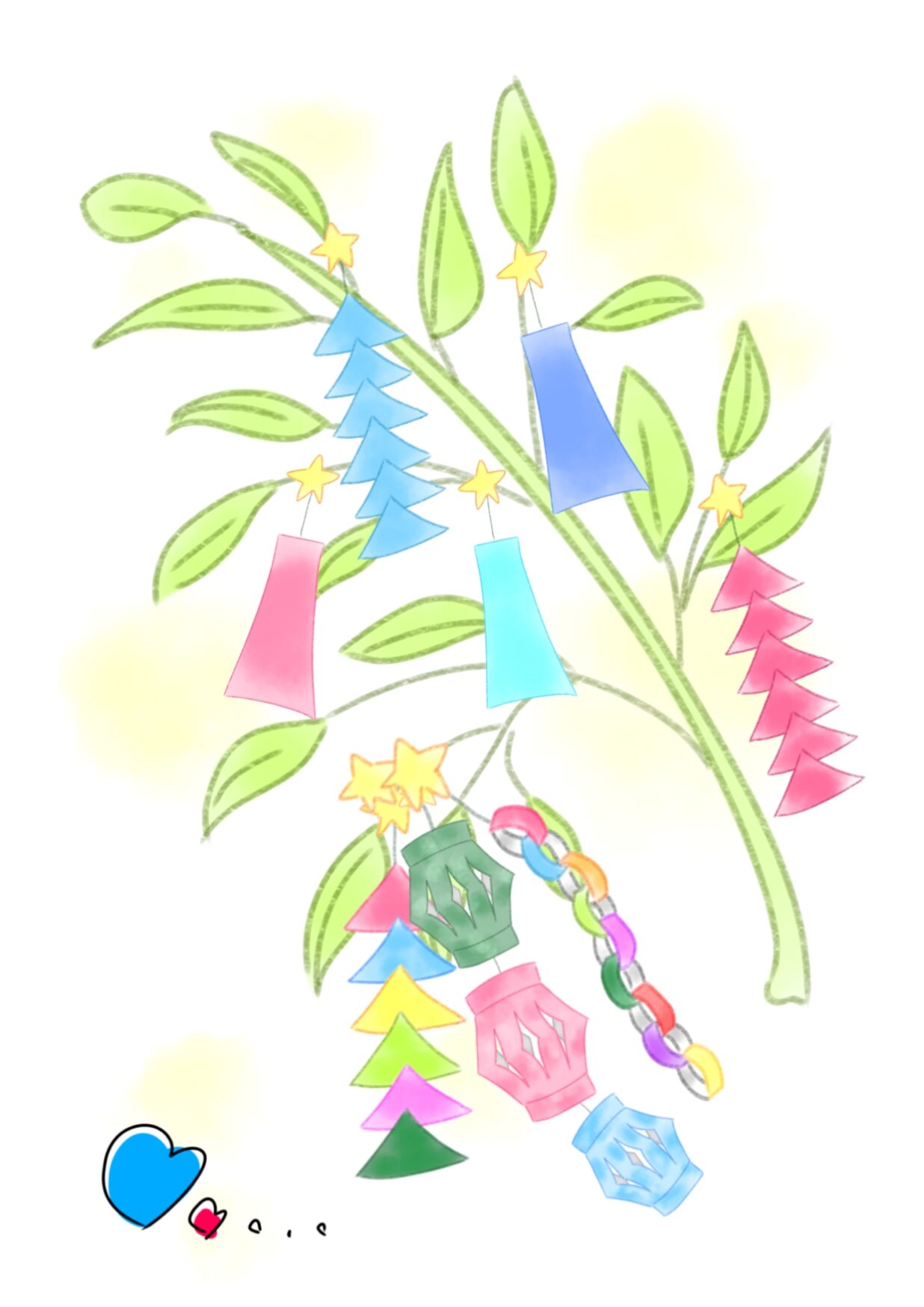 カラフルな笹の紙飾り